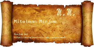Mitelman Mirjam névjegykártya